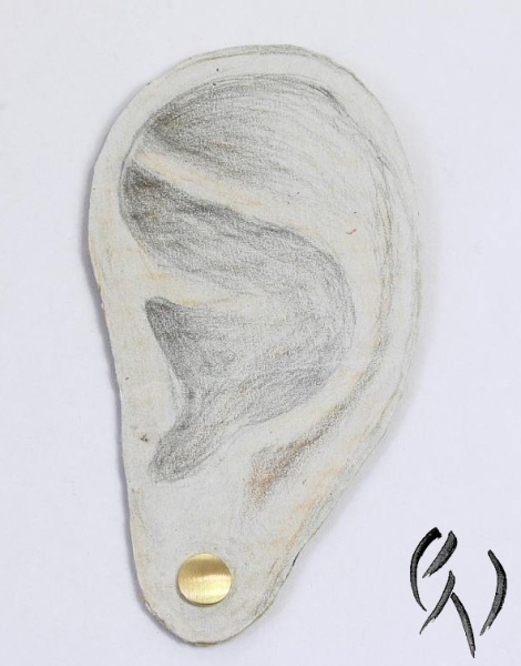 Ohrstecker Sherien, Platin 950/-, kleiner Vollmond, strichmatt